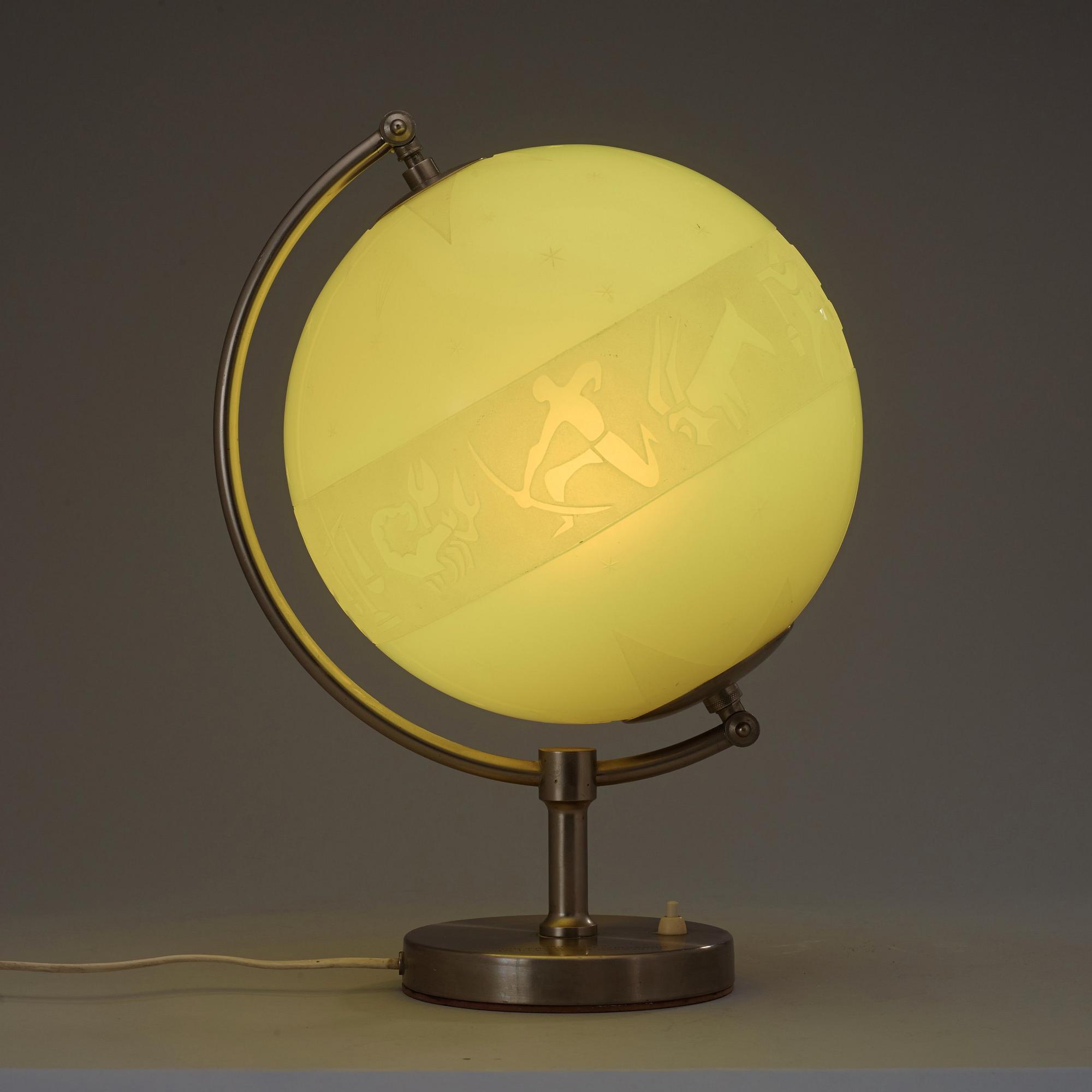 A Flygsfors zodiac globe, Sweden 1950's.