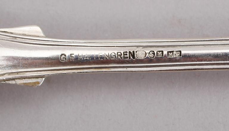 BESTICK, 24 delar, silver, modell franska liljan, GF Hallengren, Stockholm 1920. Vikt ca 1461 gram.