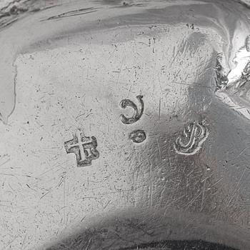 Petter Julin, nattljusstakar, ett par, silver, Köping 1756, rokoko.