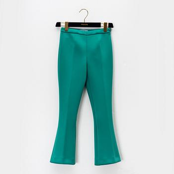 Prada, a pair of emerald green scuba pants, size 36.