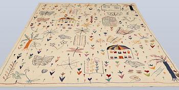 A hand-embroidered Kilim rug, approx. 244 x 180 cm.