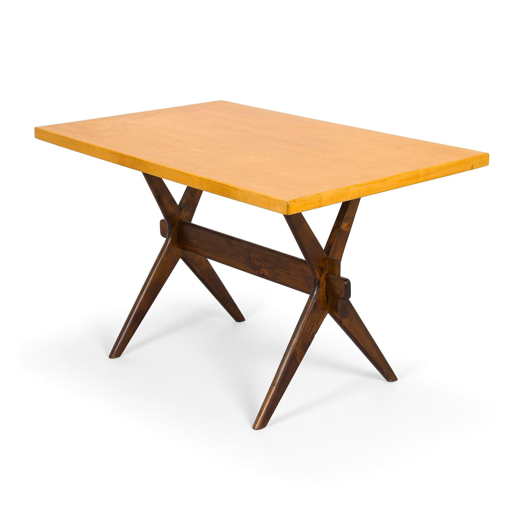 Ilmari Tapiovaara, 1940s X-legged table for Keravan Puuteollisuus, Finland.