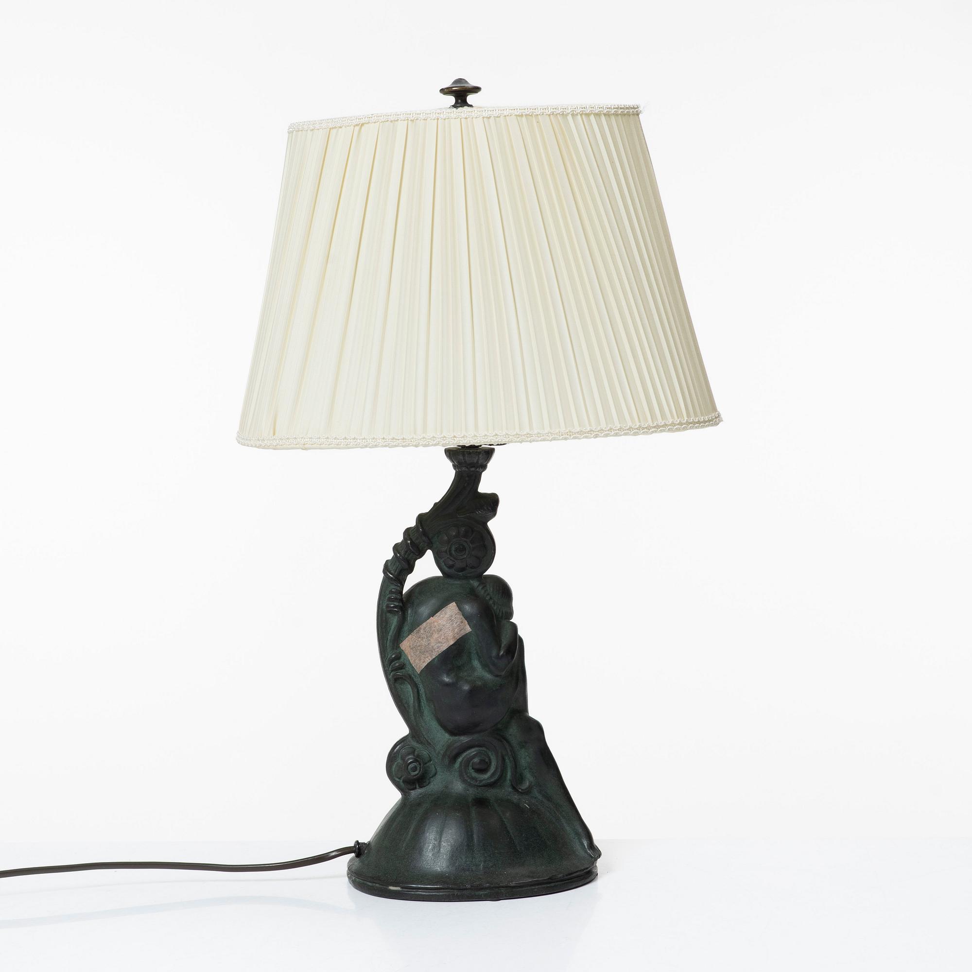 Carl Fagerberg, a ronze table lamp, Sweden, signed, presumably 1920's.