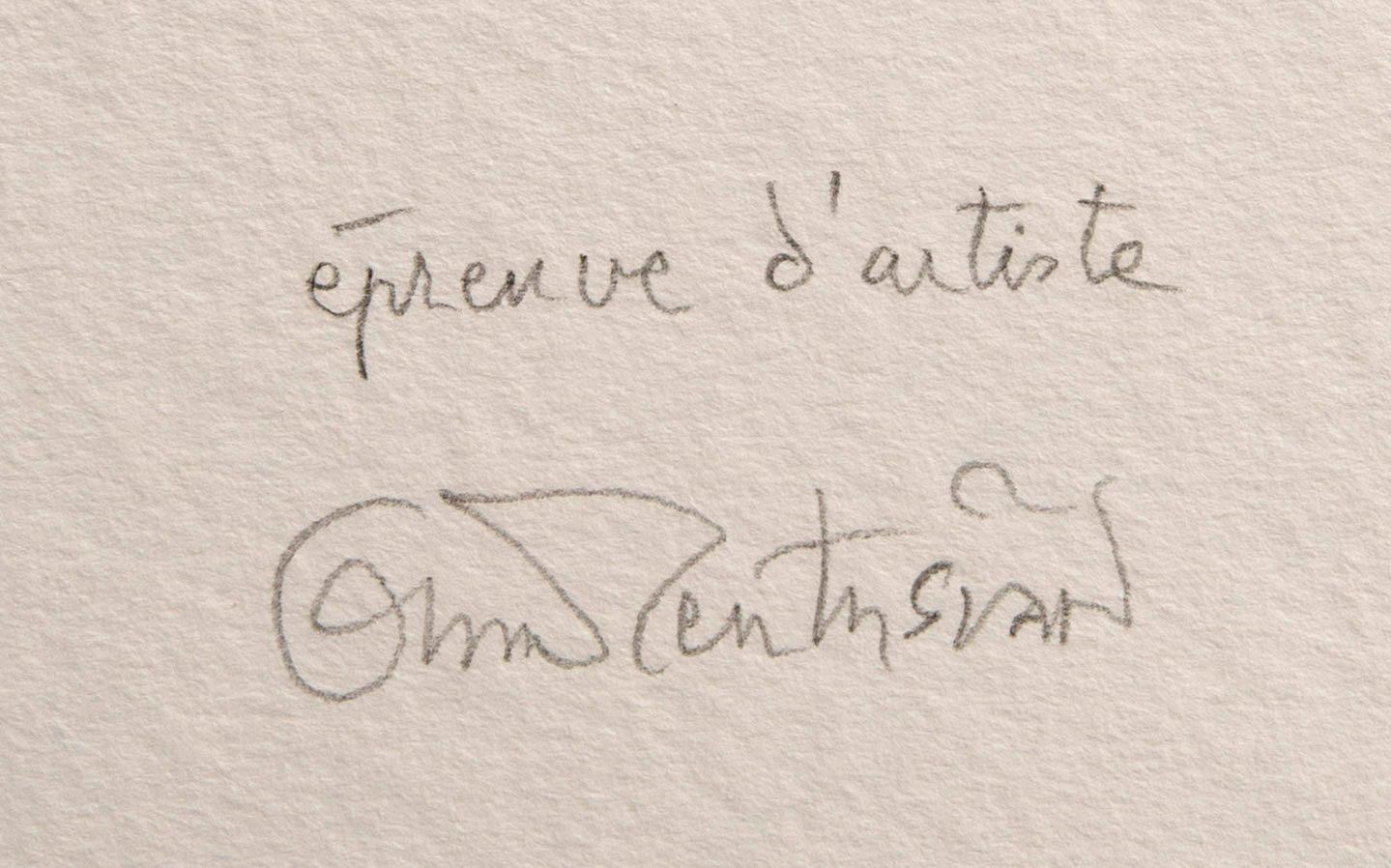 Oscar Reutersvärd, three color lithographs, signed épreuve d'artiste.