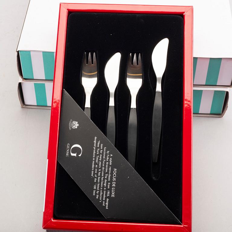 FOLKE ARSTRÖM, smögåsbestick, 32+6+2delar, "Focus De Luxe", rostfritt stål, Gense.