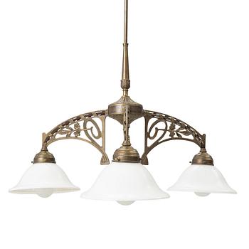 Ceiling lamp, Art Nouveau style, circa 2000, Berliner Messinglampen, Germany.