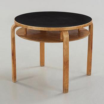 A black linoleum top birch table attributed to Alvar Aalto, Huonekalu-ja Rakennustyötehdas Oy for Artek, Finland 1940's.