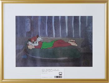 ORIGINALCEL, 4 st, ur "Pelle Svanslös", blandteknik, Team Film, sign SL.