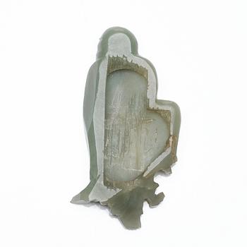 A carved nephrite sculpture of a lohan, Qing dynasty (1664-1912).