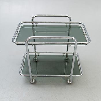 A 1970s chrome serving trolley.