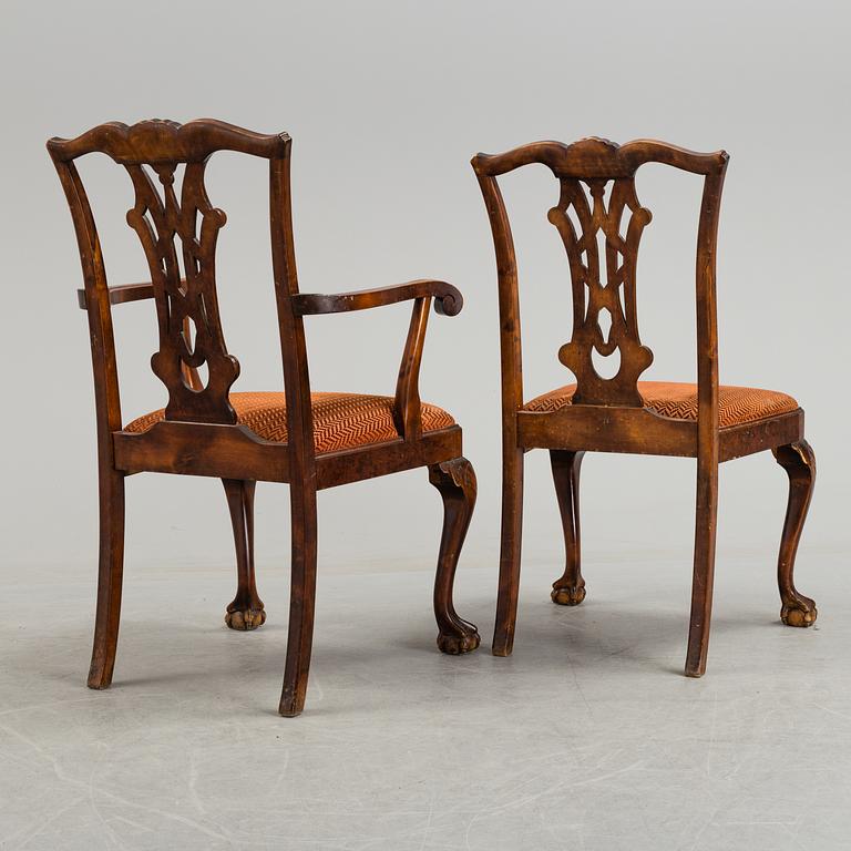 A 1920's 7 piece Chippendale-style dining group.