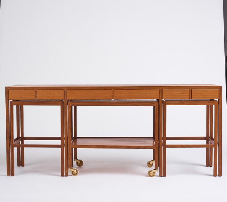 Nordiska Kompaniet, a sideboard with tables and a serving trolley, Sweden 1950s.