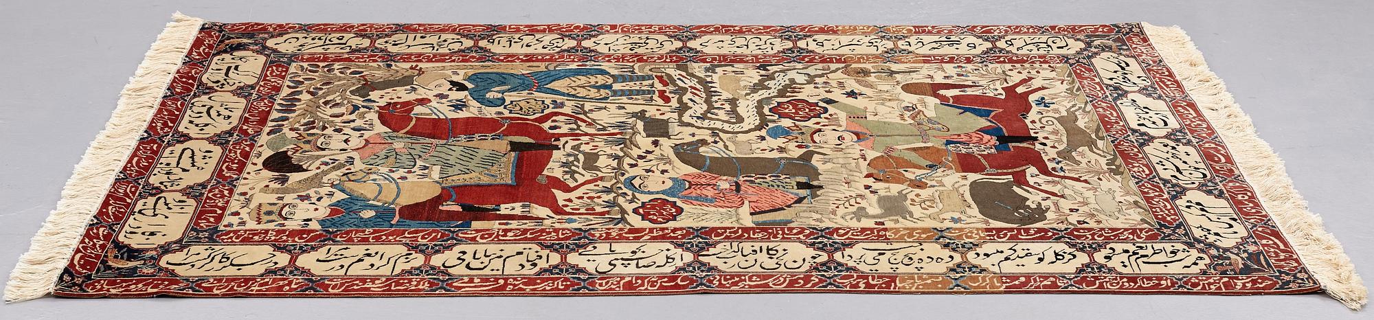 MATTA, semiantik Keshan figural, s.k. Motachem, ca 205,5 x 140,5 cm.