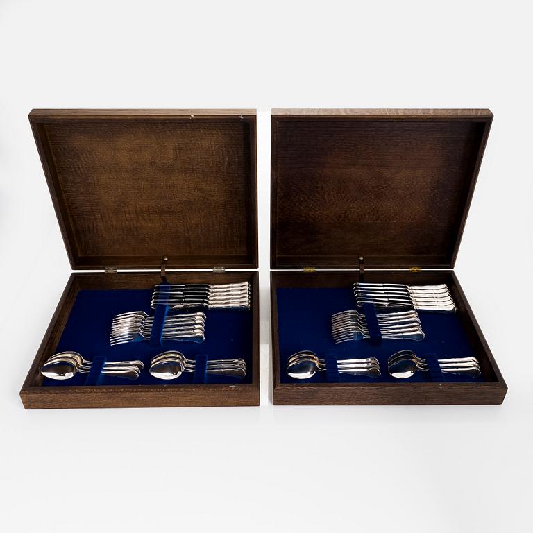 A silver cutlery set for 12 persons, 36 pieces,   "Chippendale",  Auran Kultaseppä, Turku 1988-1990.