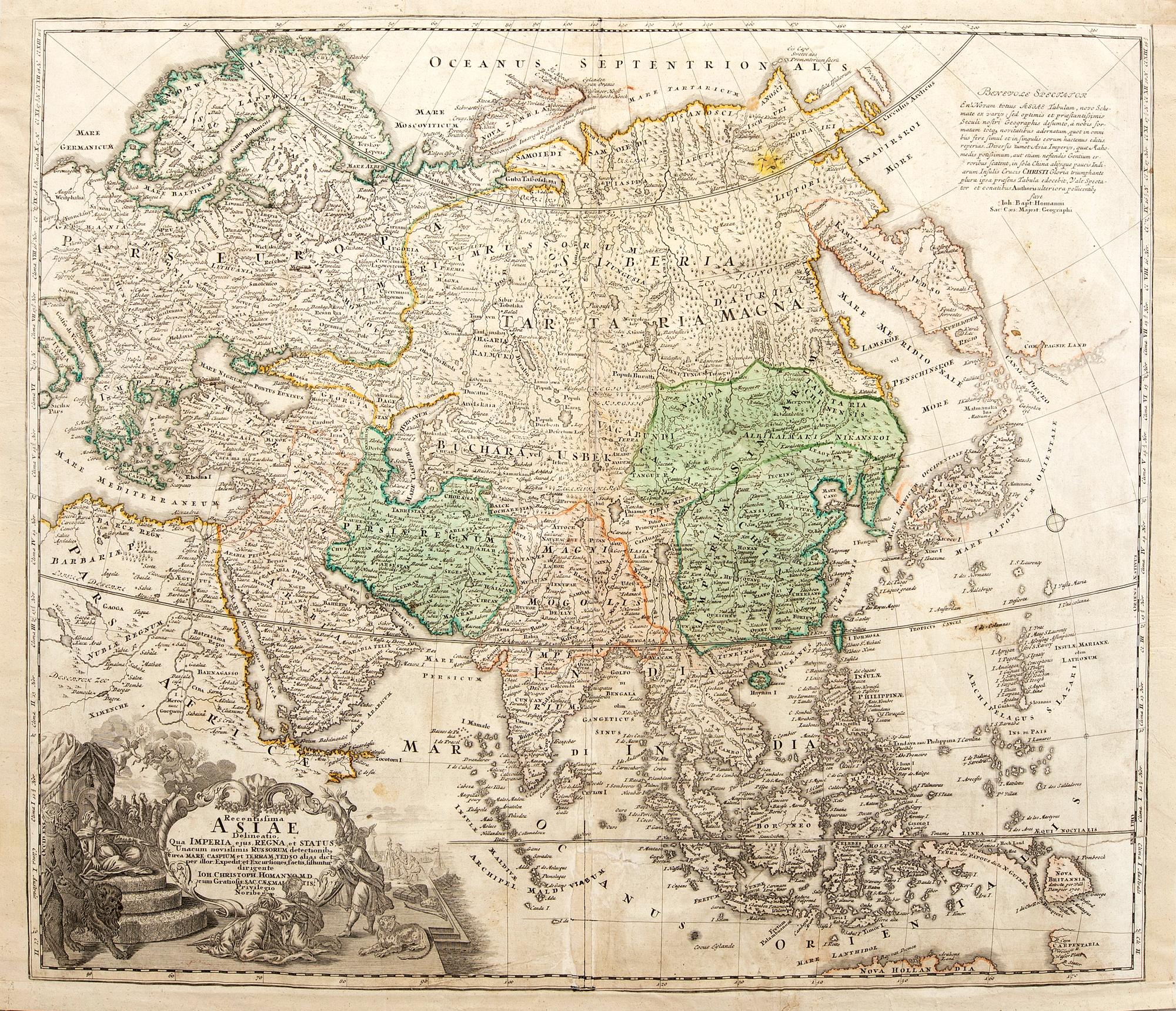Johann Baptist Homann, “Recentissima Asiae Delineatio...", Nürnberg ca 1730.