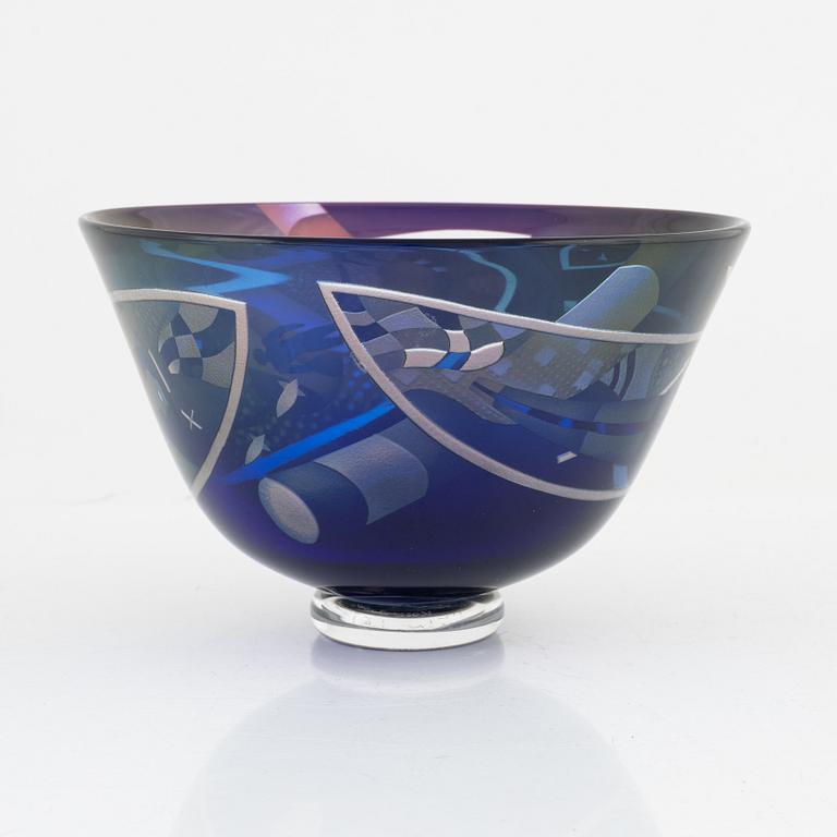 Bertil Vallien, a glass bowl, unique, Kosta, Sweden, signed.