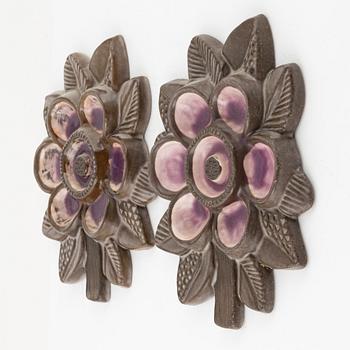 Irma Yourstone, wall reliefs, 4 pcs, earthenware, Upsala-Ekeby, second half of the 20th century.