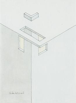 Oscar Reutersvärd, watercolour and pencil, signerad.