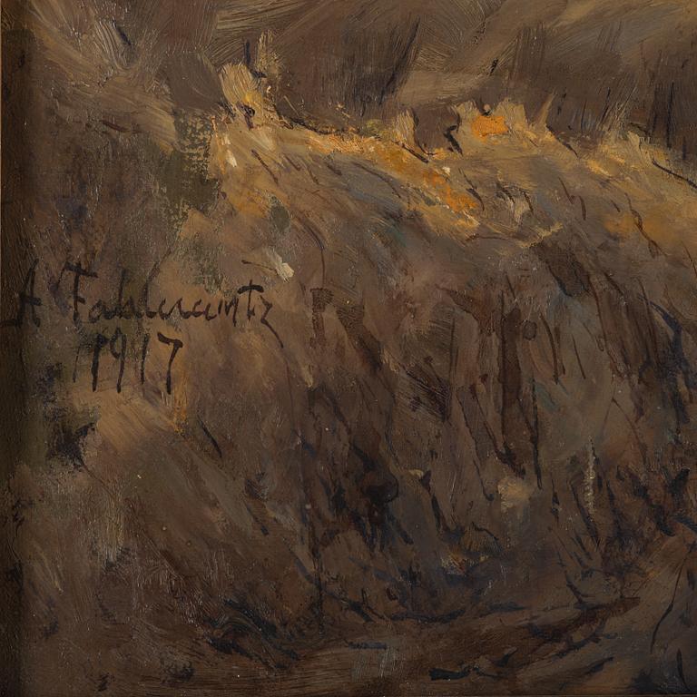 Axel Fahlcrantz, "Hay harvest, evening light, the rain subsides".