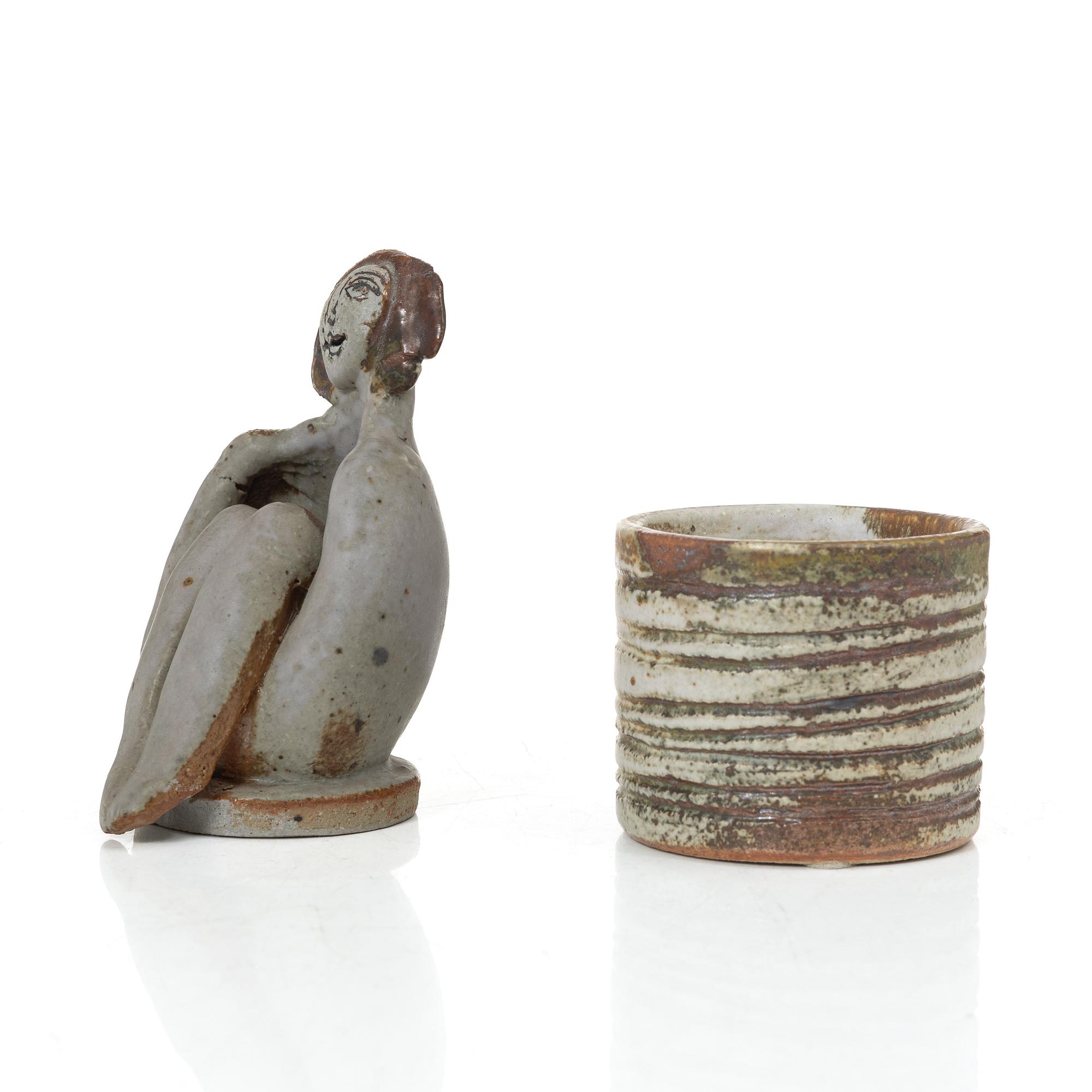 Lisa Larson, stengods,  burk med lock, stengods, unik, Gustavsberg studio,