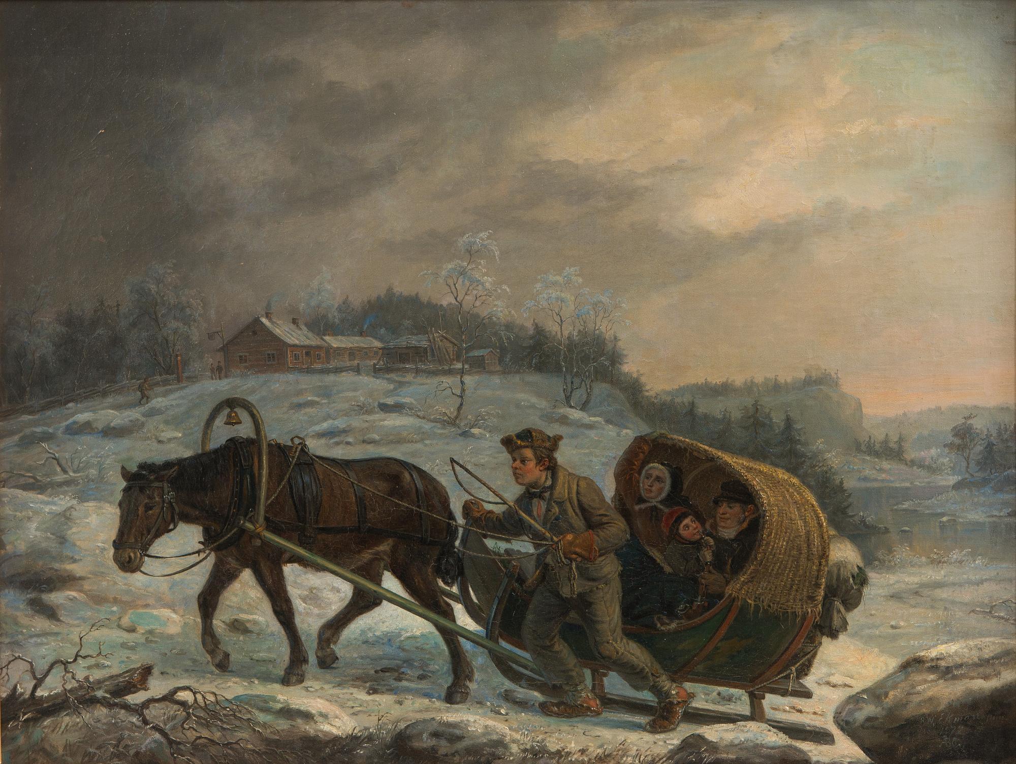 Robert Wilhelm Ekman, Winter journey with stagecoach.
