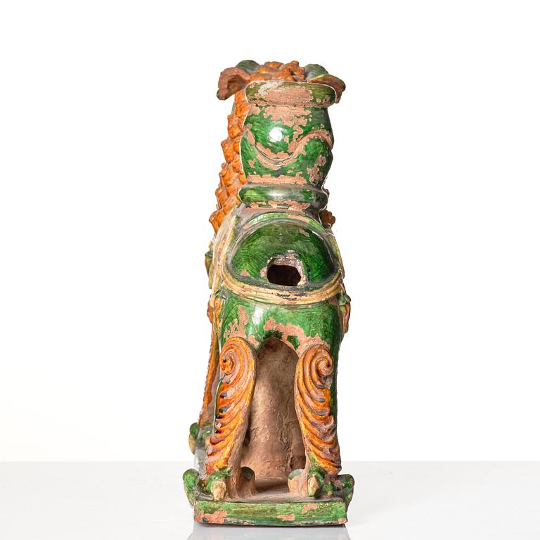 A large glazed candle/joss stick holder, late Ming dynasty (1368-1644).