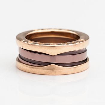 Bulgari, a "B.zero1" ring, 18K rose gold and bronze ceramic.