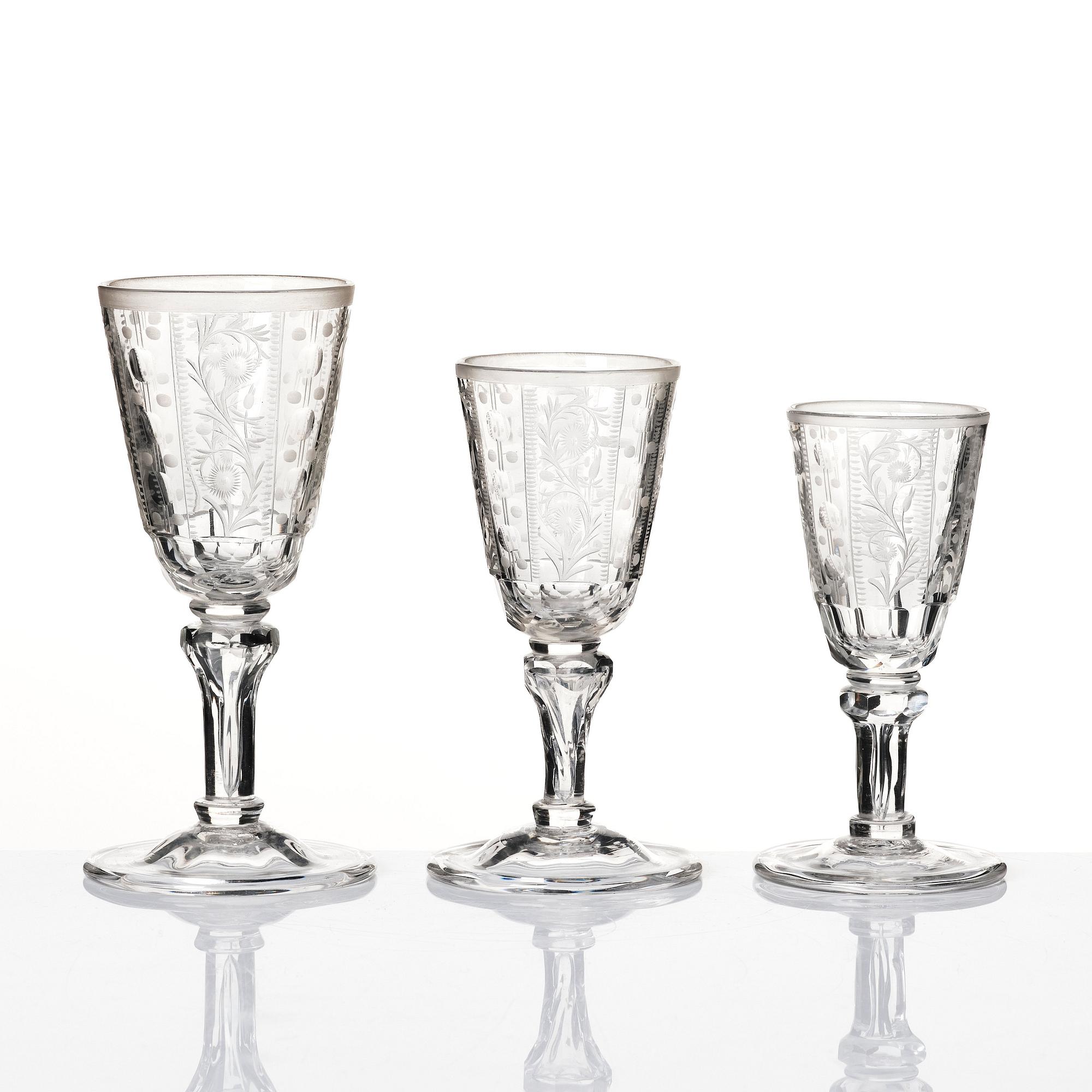Glasservis, 21 delar, 1800-tal.