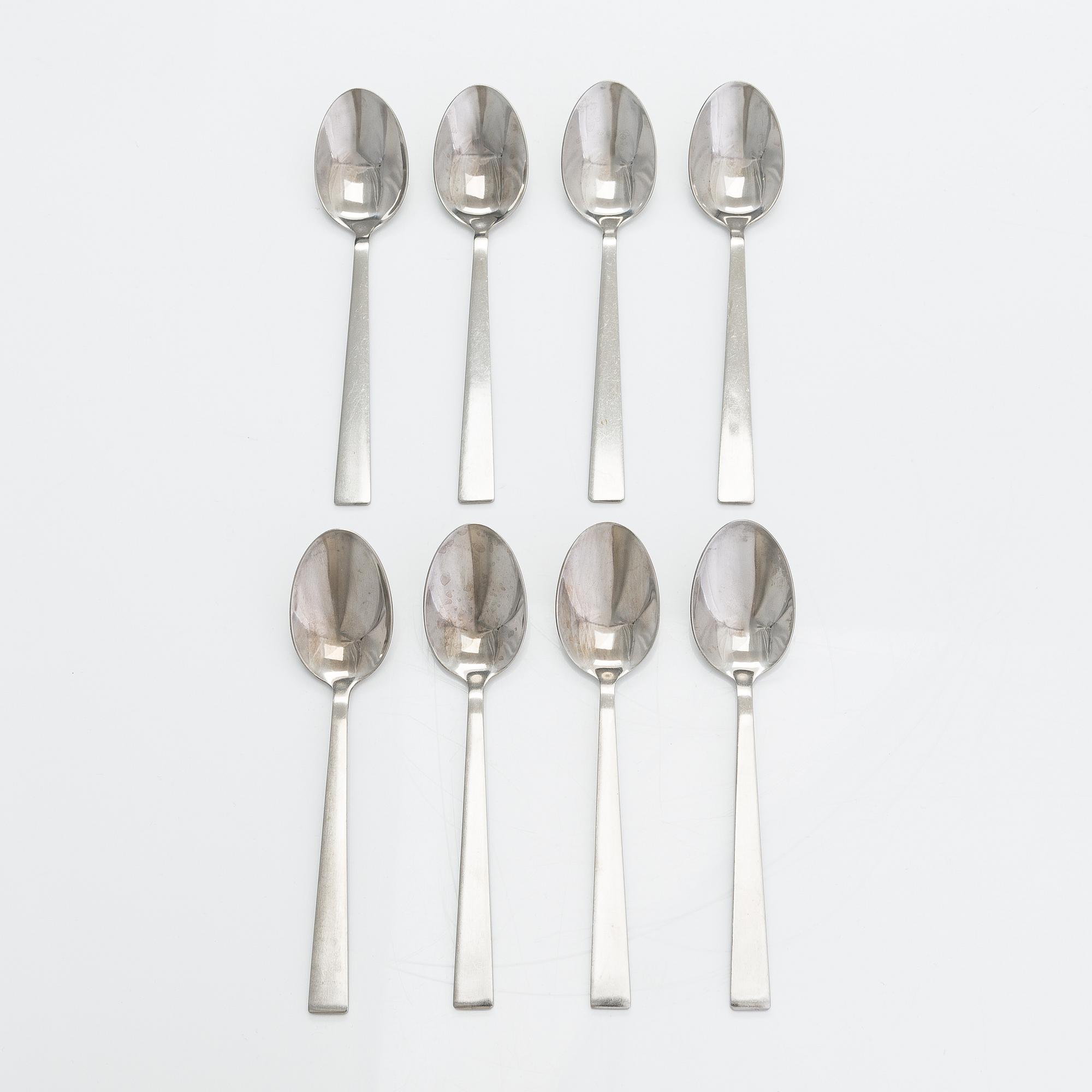 Beretl Gardberg, cutlery 56 pcs, and a lidded bowl, stainless steel, Sorsakoski, Fiskars, latter half the 20th century.