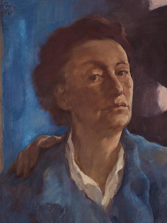 Lotte Laserstein, "I blå rock. Målaren och Madeleine".
