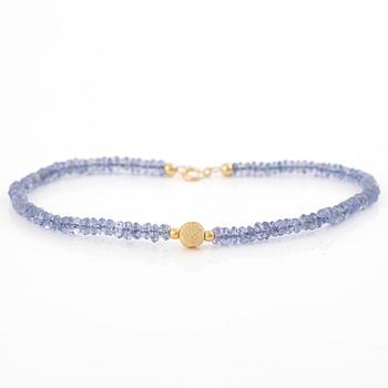 Collier och armband, med tanzaniter, lås 18K guld.