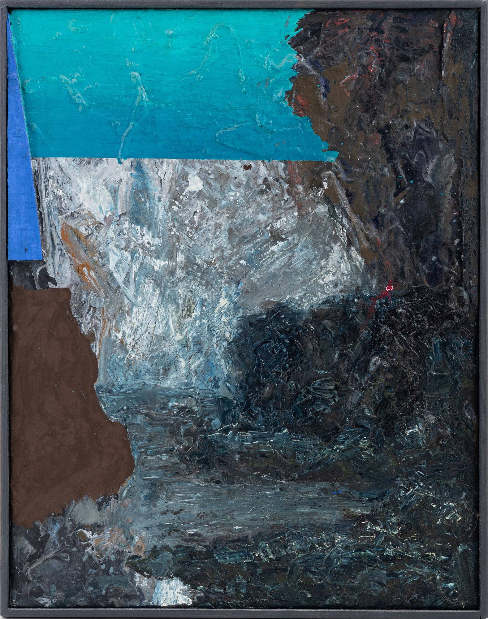 Max Mikael Book, oil/mixed media on canvas, signed and dated 1986 verso.