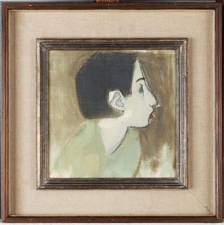 Helene Schjerfbeck, "Flickprofil i grön klänning" (Girl profile in green dress).
