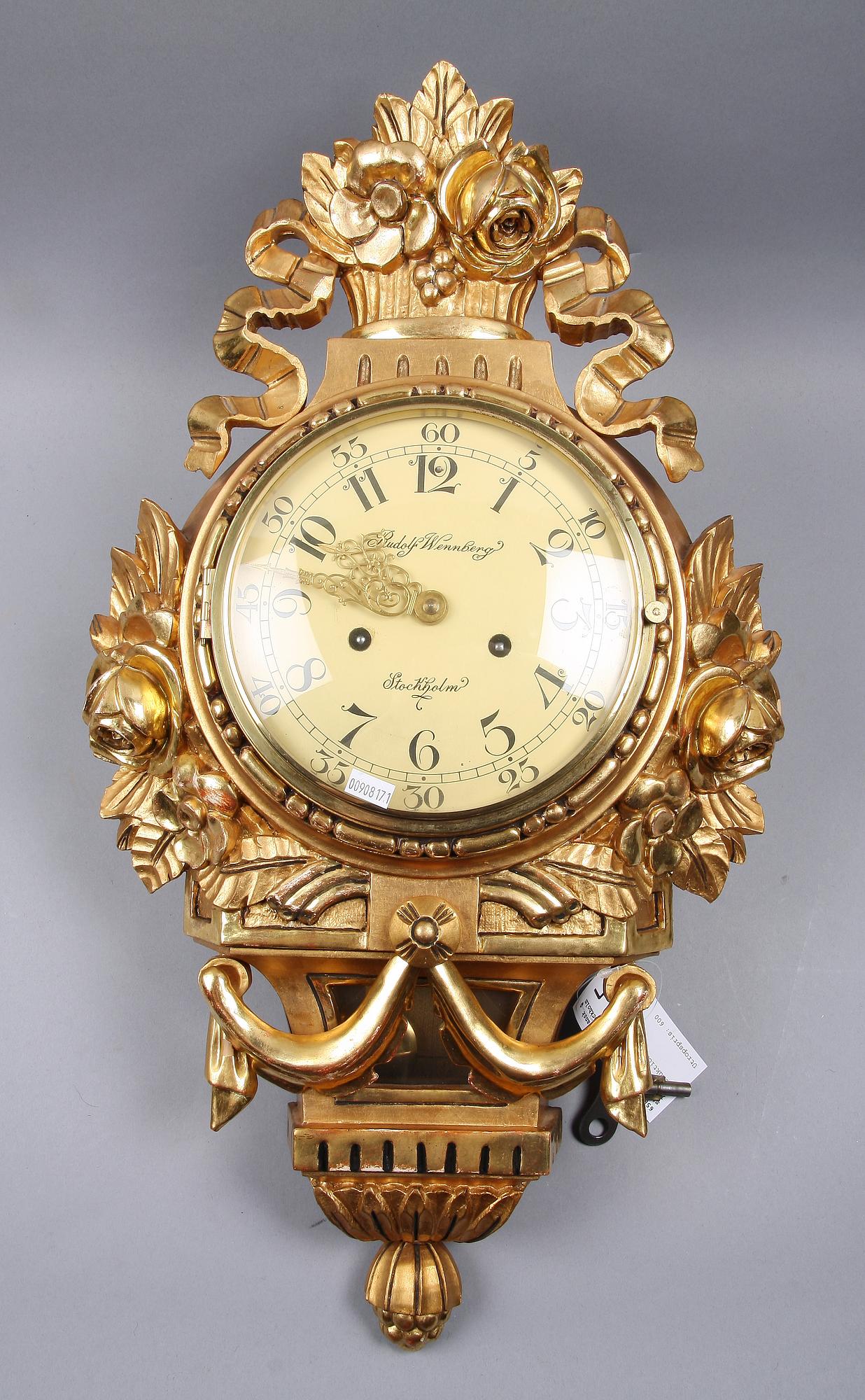 VÄGGPENDYL, gustaviansk stil, Rudolf Wennberg, Stockholm 1900-talets första häft.