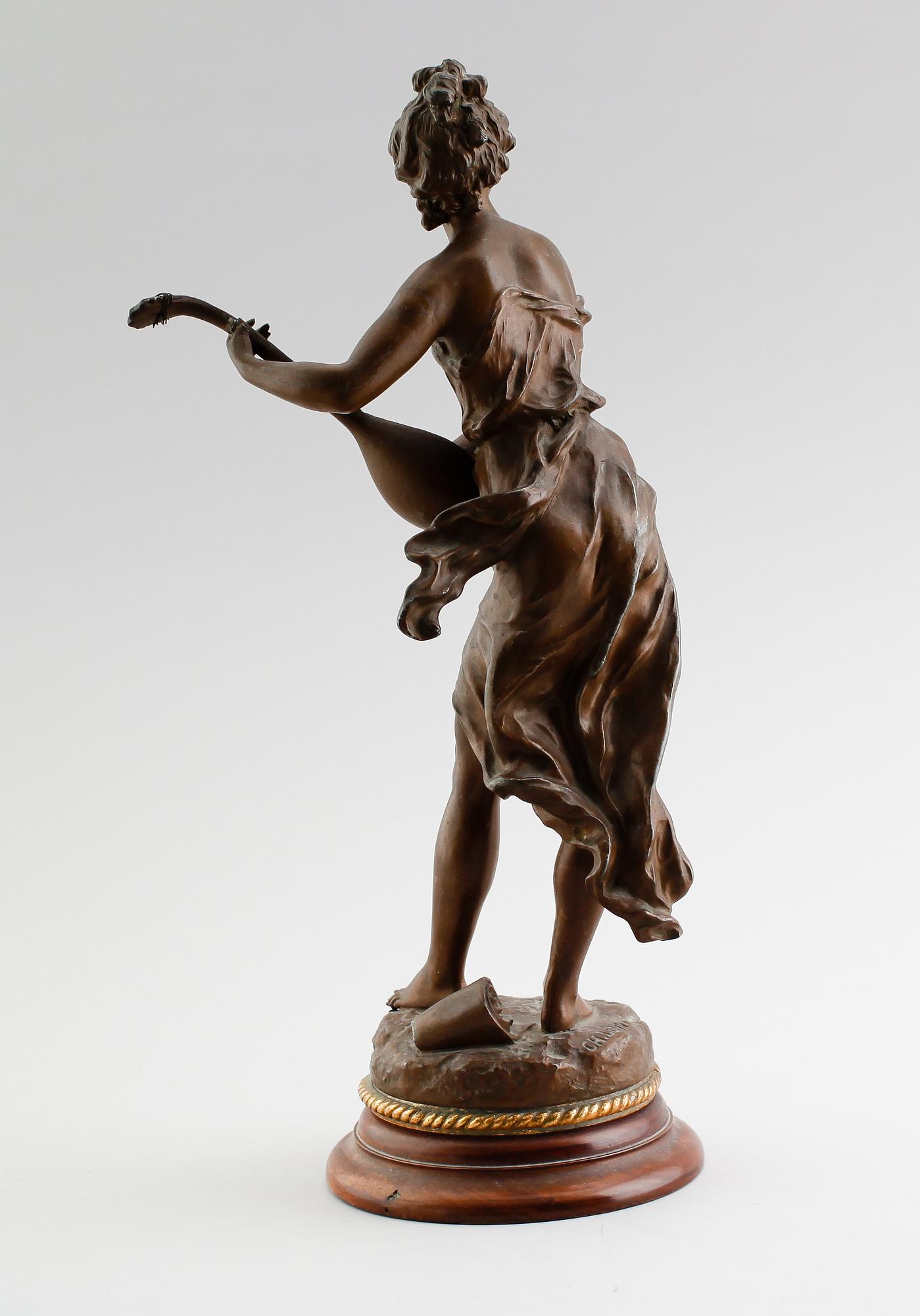 SKULPTUR, bronserad metall, "La Musique", signerad CH. Levy, Frankrike, omkring år 1900.