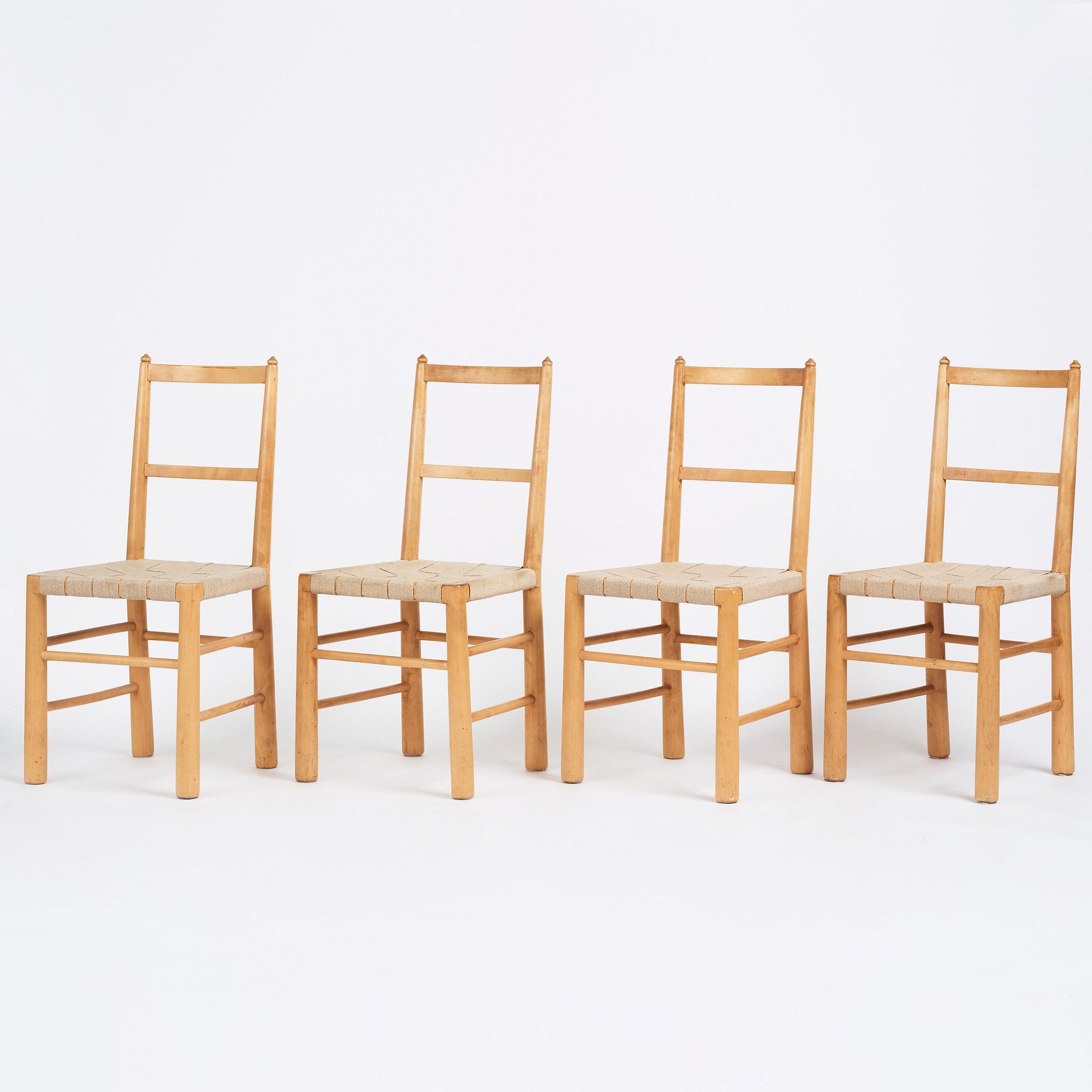 Gunnar Asplund, a set of four chairs for the Stockholm City Library, Nordiska Kompaniet ca 1928.