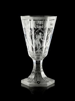 719. A Simon Gate engraved goblet by Orrefors 1962.