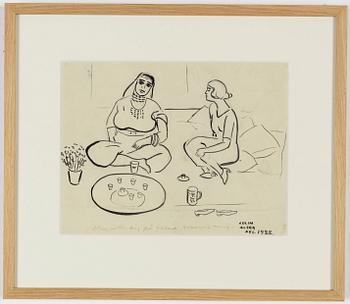 Einar Jolin, ink drawing, signed Jolin and dated Alger dec 1922.