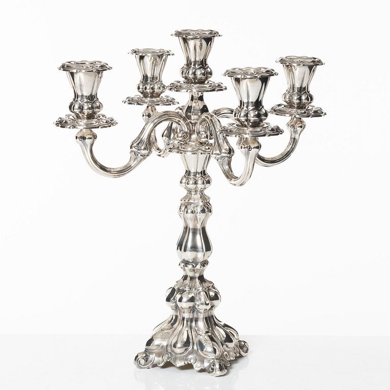 A silver candelabrum, marks of Kultakeskus Oy, Hämeenlinna, Finland 1973.