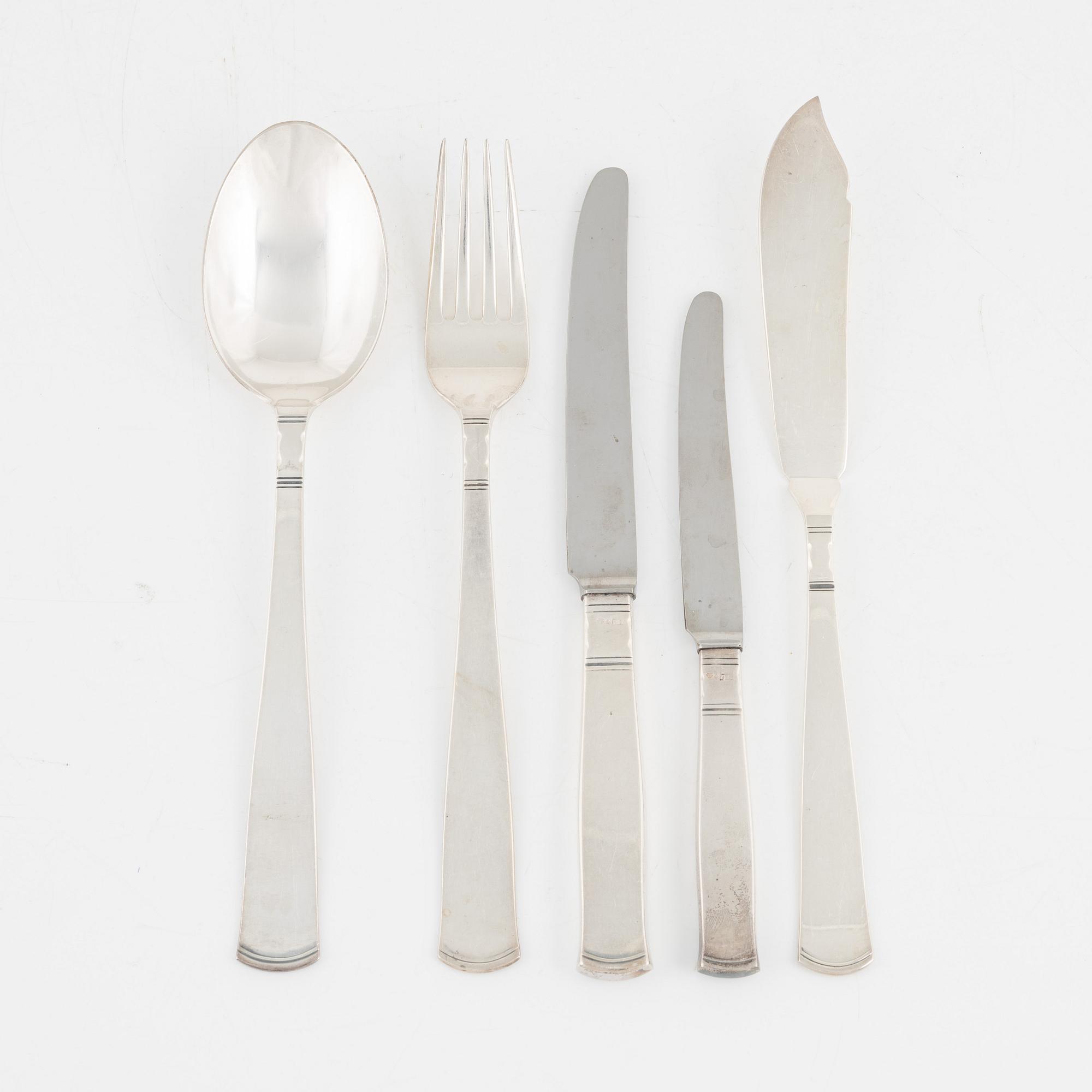 Jacob Ängman, bestick silver, 22 st, "Rosenholm".