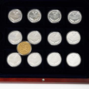 24 commemorative coins, sterling silver, 'Sveriges Regenter', Myntverket Moneta, 1999-2000.
