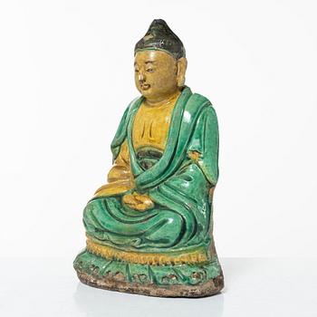 Buddha, glaserat lergods, sen Ming-/tidig Qingdynasti, 1600-tal.