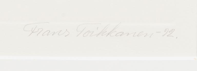 FRANS TOIKKANEN, etching, signed and dated -92, numbered III/XXV.