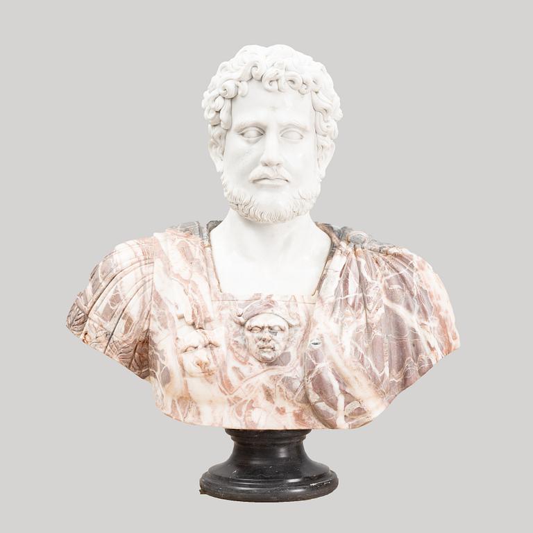 Sculpture bust. Marble. Height 77 cm. Length 69 cm.