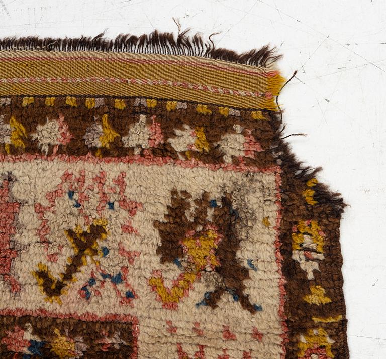 An antique Monastir prayer rug fragment , Ottoman Empire, c 133 x 106 cm.