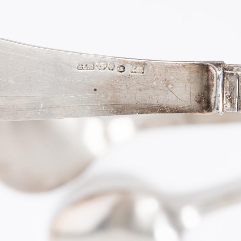 Jacob Ängman, a 50-piece silver flatware set, "Rosenholm", GAB, Stockholm, Sweden, 1935-2001.