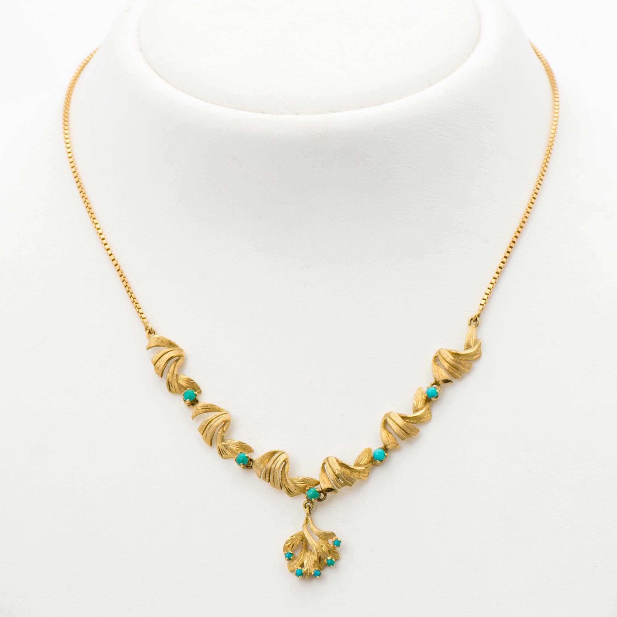 HALSSMYCKE, turkoser, 14K guld.