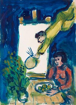 340. Marc Chagall, "Le peintre et Bella à table".