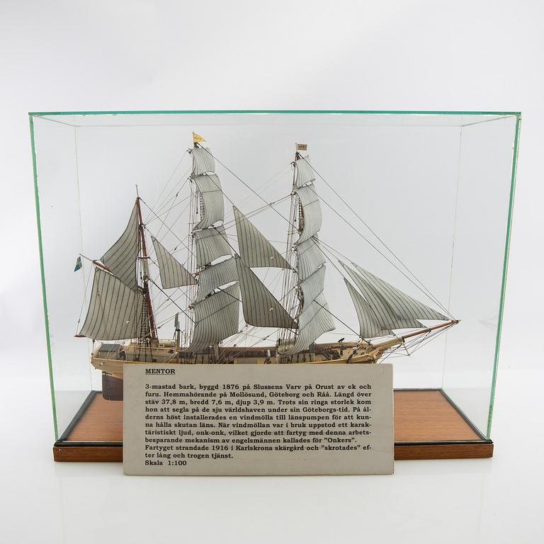 Fartygsmodell "Mentor", byggd av Sten Bergwall 1996.