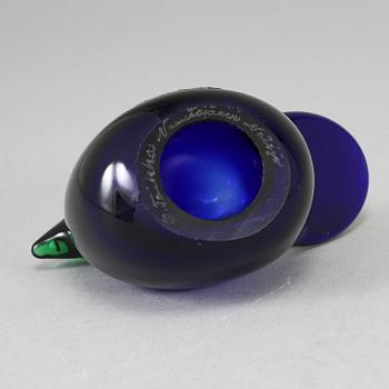 OIVA TOIKKA, glasfågel, Green Flycatcher 1972, signerad O.Toikka, Nuutajärvi Notsjö.